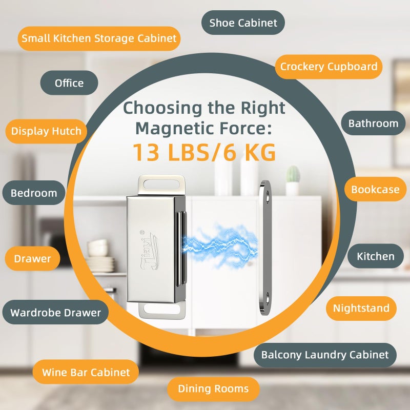 Jiayi Cabinet Magnets Jiayi 12 Pack Magnetic Door Catch Stainless Steel Kitchen Cabinet Magnetic Catch Drawer Magnet for Cabinet Door Cupboard Magnetic Closures for Cabinet Magnetic Latches Cabinet Closer - Image 4